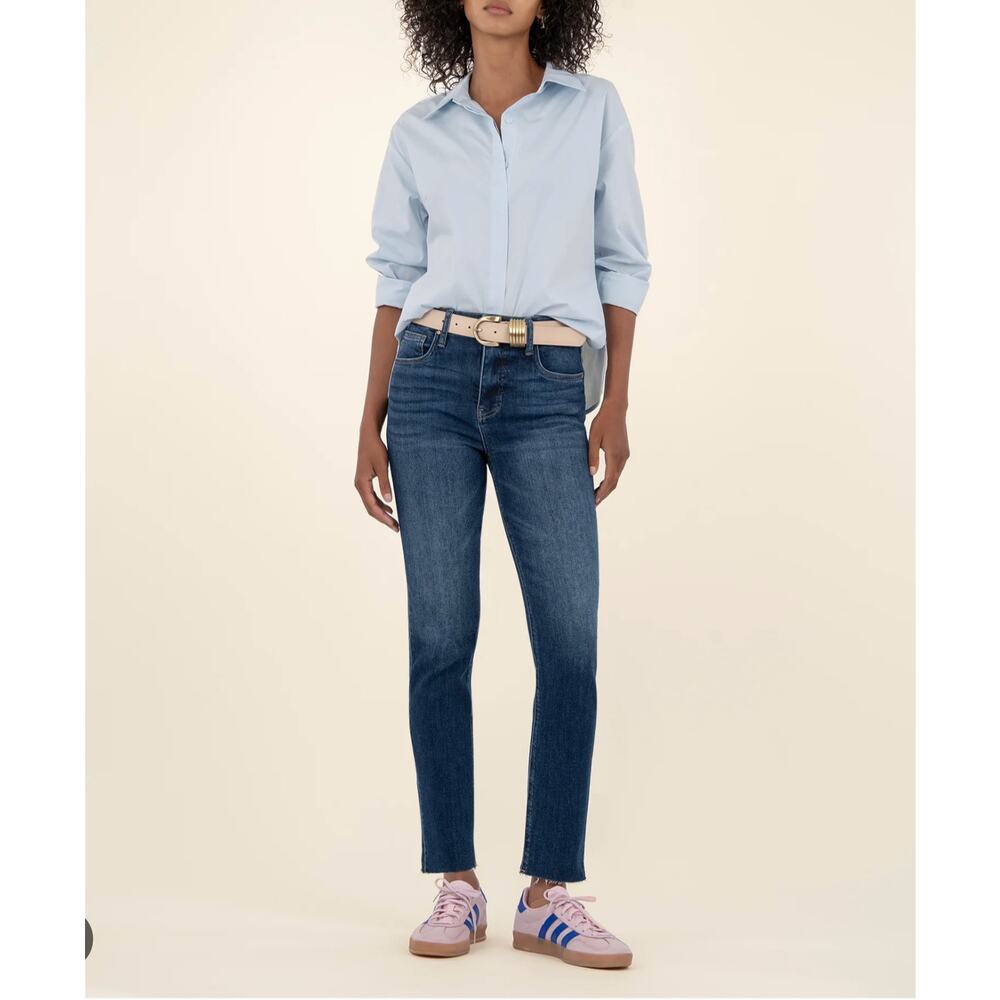 Kut From The Kloth Rachael Mom Jeans Size 4 Blue High Rise Straight Leg Denim